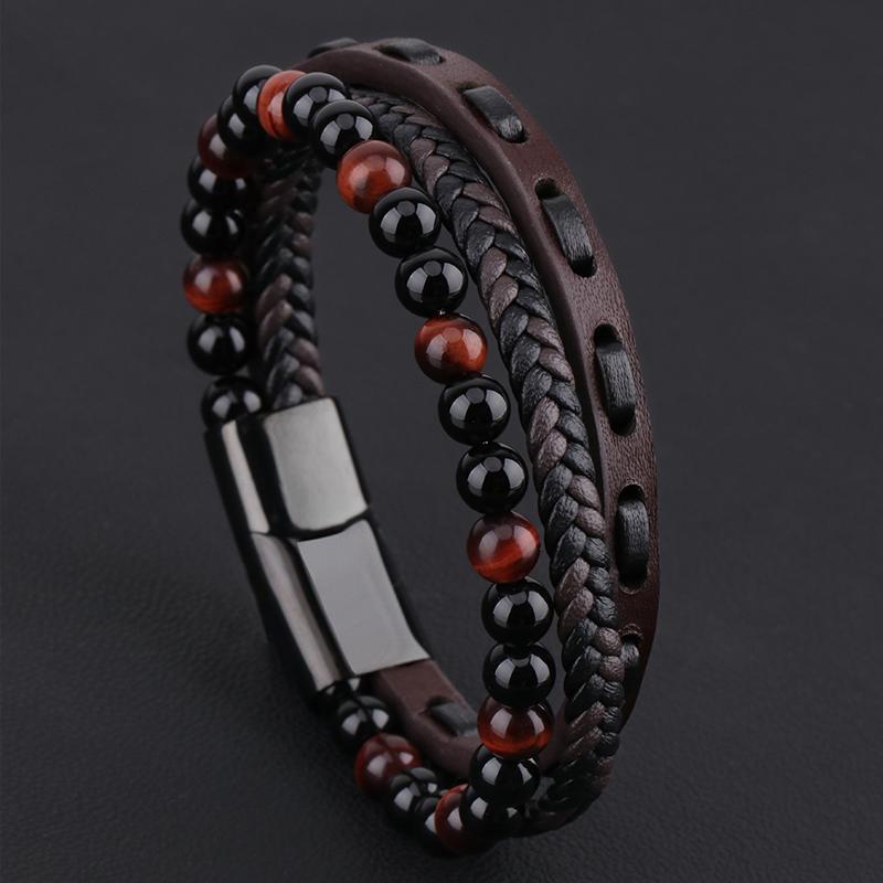 ブレスレット ジュエリー ラグジュアリー メンズ ハイエンド ブラック コーヒー パープル マルチレイヤ..