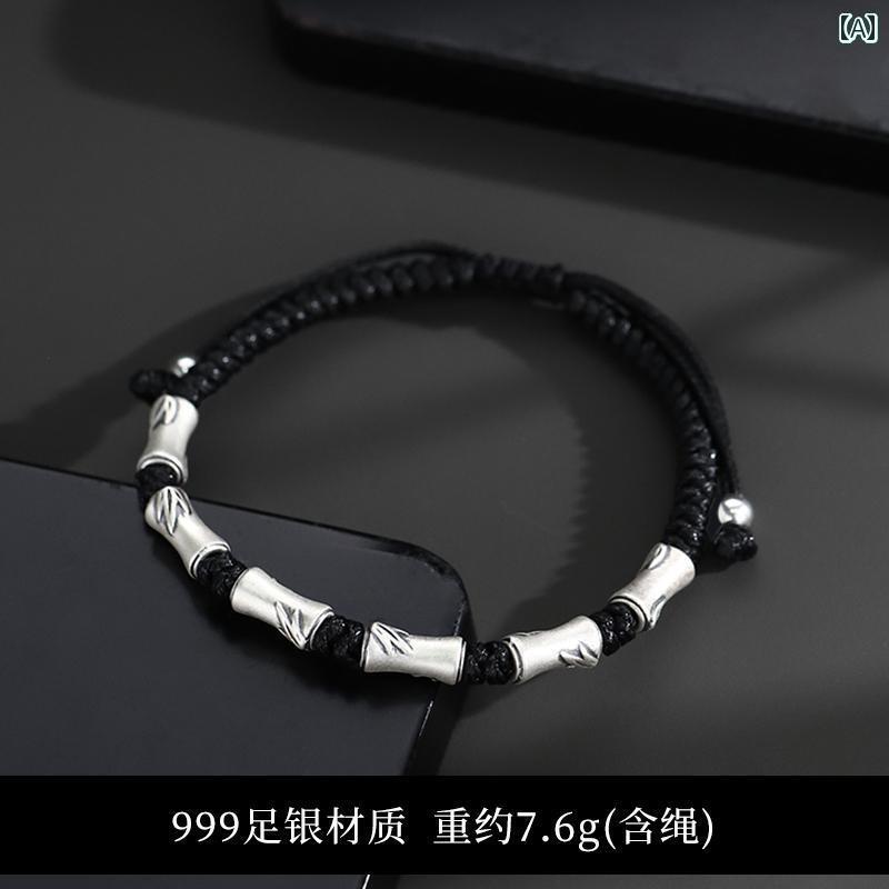 ブレスレット ジュエリー ラグジュアリー S 999 銀 竹 ブレスレット メンズ 中国 レトロ シンプルで 寛大な カップル バレンタイン デーの ギフト ボーイフレンド