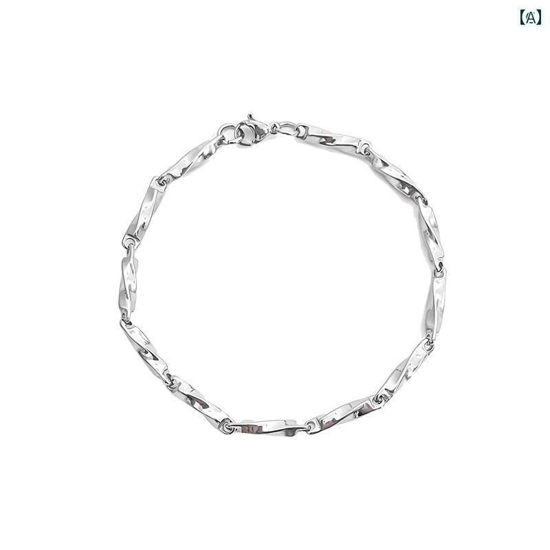 ブレスレット ジュエリー ラグジュアリー 色褪せにくい チタン スチール ブレスレット メンズ シンプル 個性的な ハンド ジュエリー ボーイズ向け ヒップ ホップ メンズ ハイエンド