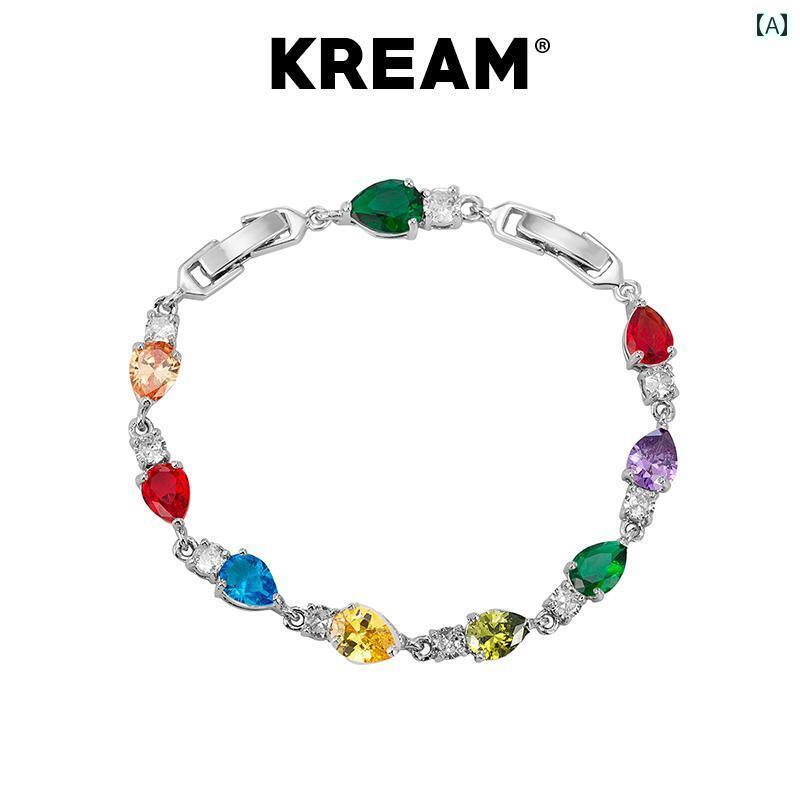 ブレスレット ジュエリー ラグジュアリー KREAM シェイプ カラー ラインストーン テニスブレスレット メンズ ヒップ ホップ レディース 同じ スタイル