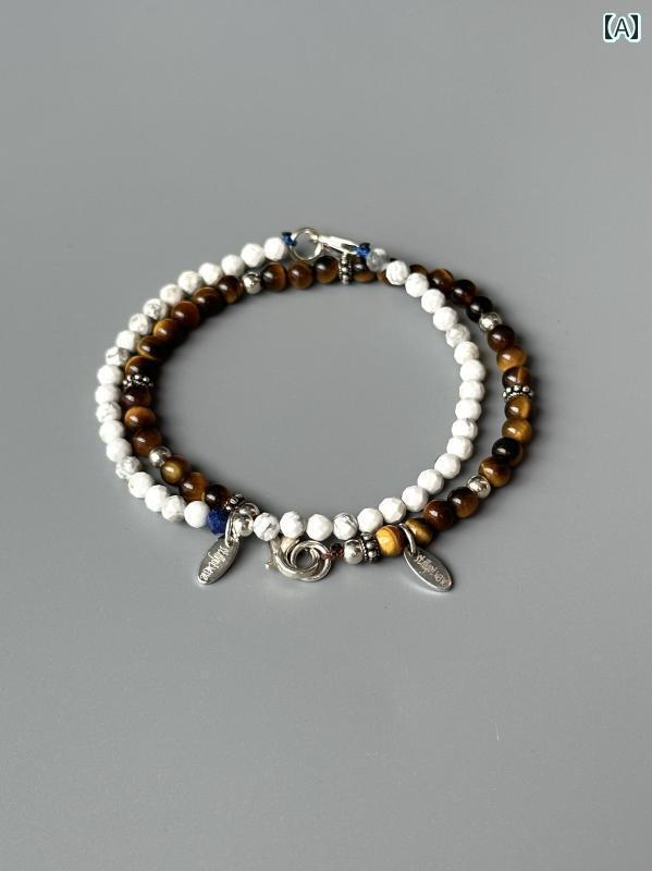 ブレスレット ジュエリー ラグジュアリー Stillgotwave タイガーアイ ホワイトパイン 925 シルバー カップル ユニセックス スタッキング スモール ギフト ブレスレット