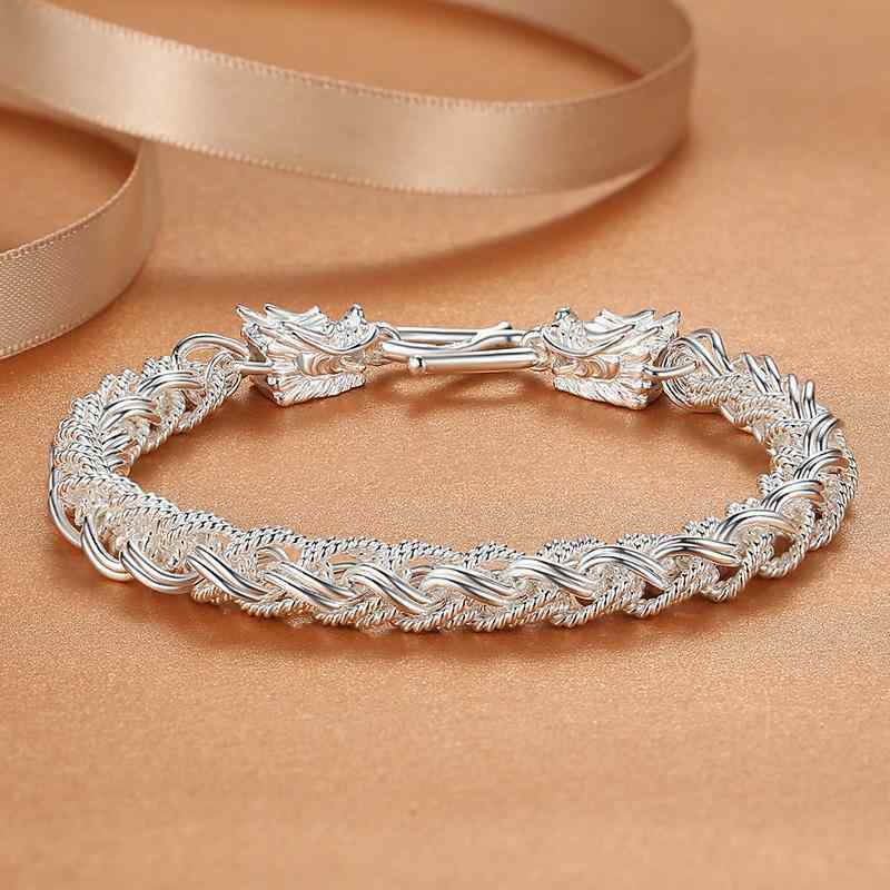ブレスレット ジュエリー ラグジュアリー メンズ シルバーブレスレット 999 スター リング シルバードラゴン ヘッド マルチ ストランド 手編み ファッション 個性 シンプル ハイエンド ブレスレット