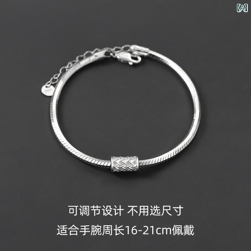 ブレスレット ジュエリー ラグジュアリー 男性用 S925 シルバーブレスレット な メンズ スネーク ボーン チェーン シンプルで 寛大な ハンド ジュエリー ブレスレット 男の子への 誕生日 プレゼント。