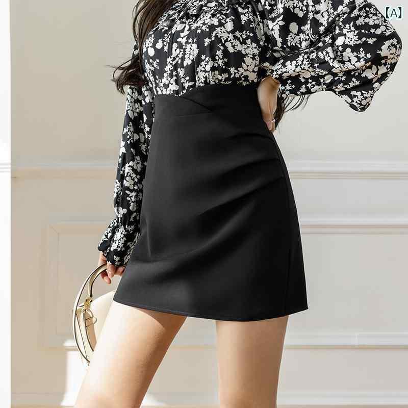 レディース スカート ショート丈 レディース スカート aライン ハイウエスト ヒップ カバー 2025 春秋 アメリカン(4)