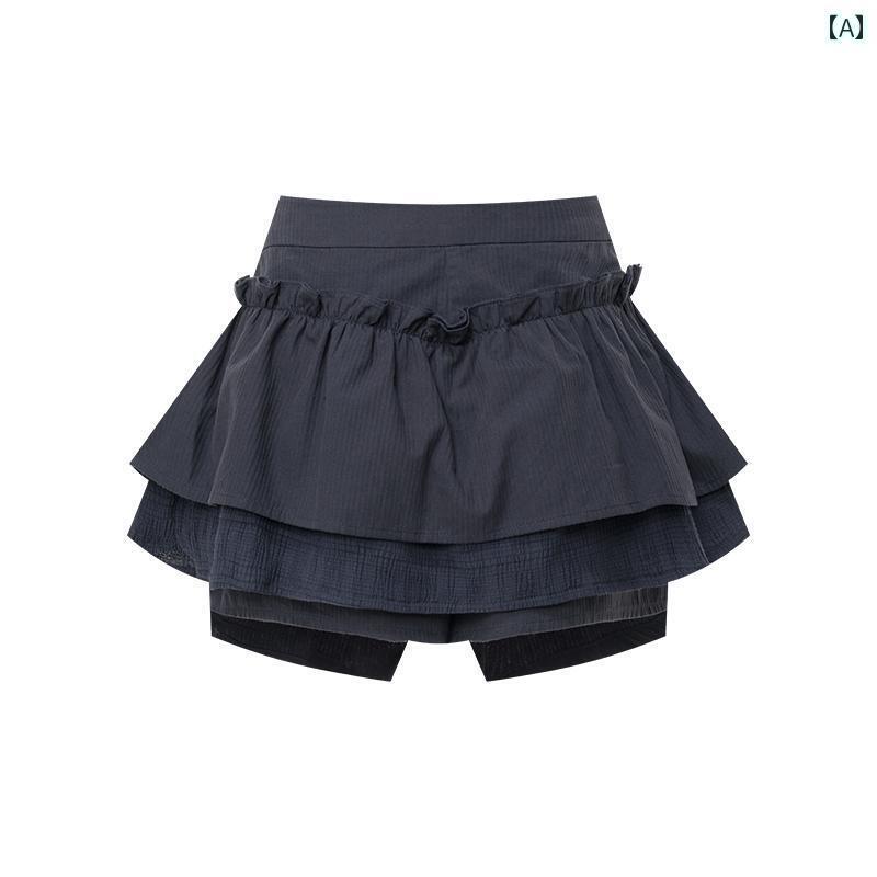 レディース スカート ショート丈 マオ ニ ソウル 女子高 伸縮性の ある ウエストの フリルスカート 夏の ホット ガール ショート パンツ スカート レディース ハイウエスト スリム