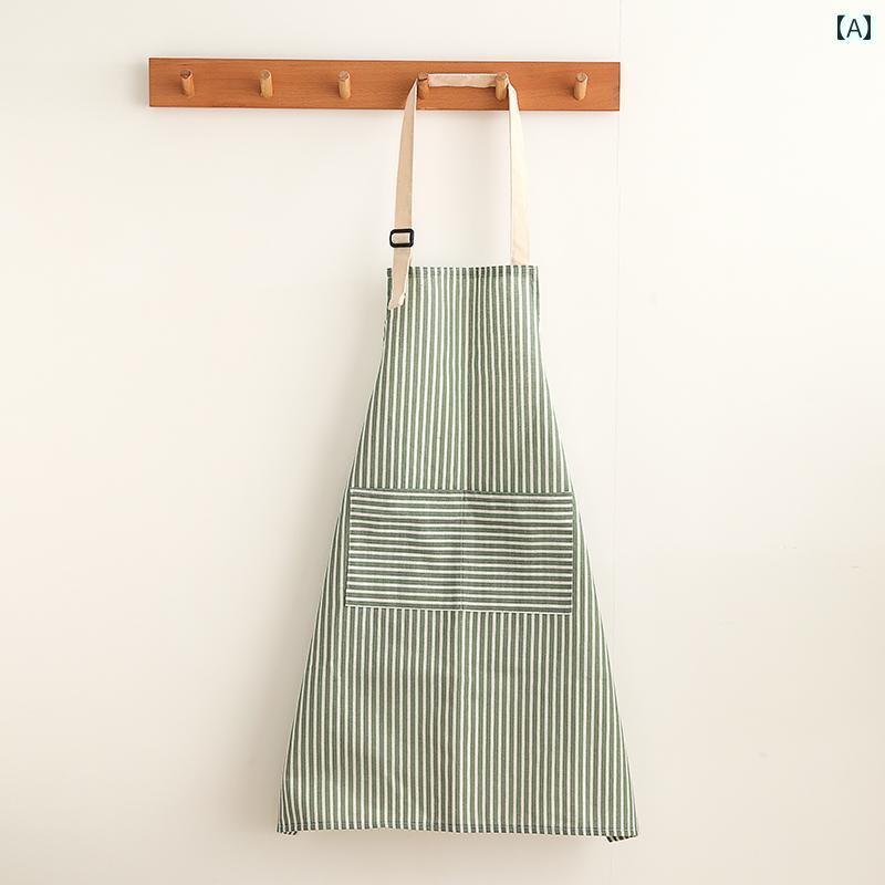 キッチン用 エプロン Vv Xiaowanjia あり 綿 エプロン 女性 家庭用 キッチン 専用 作業着 麻 調理用 腰..