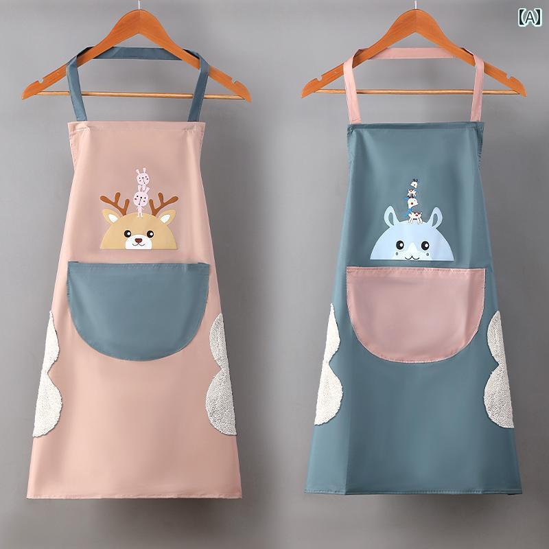 Gingham Aprons - キッチン用 エプロン 女性用 エプロン キッチン 家庭用 防水 防 油 おしゃれ かわいい ウエスト バンド 家事 掃除 調理 作業 カップル 作業着