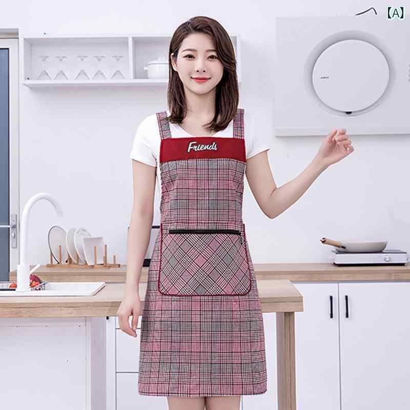 キッチン用 エプロン シンプル チェック 柄 コットン エプロン。 家庭用 キッチン 調理用。 通気性が あり おしゃれ。 汚れ 防止 ストラップ 付き。 メンズ レディース。 ウエストに フィット。