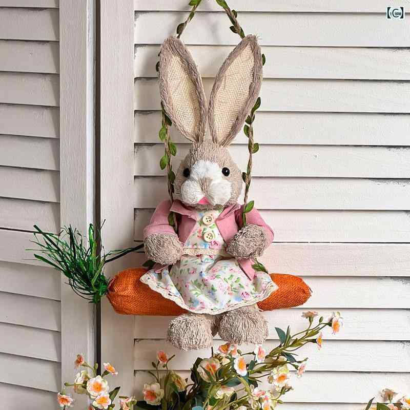 お庭 かわいい 飾り ガーデニング わら ウサギの 壁 飾り 雰囲気 レイアウト 子供服 店の 入り口の 壁掛け テレビの 背景 ペンダント 小道具