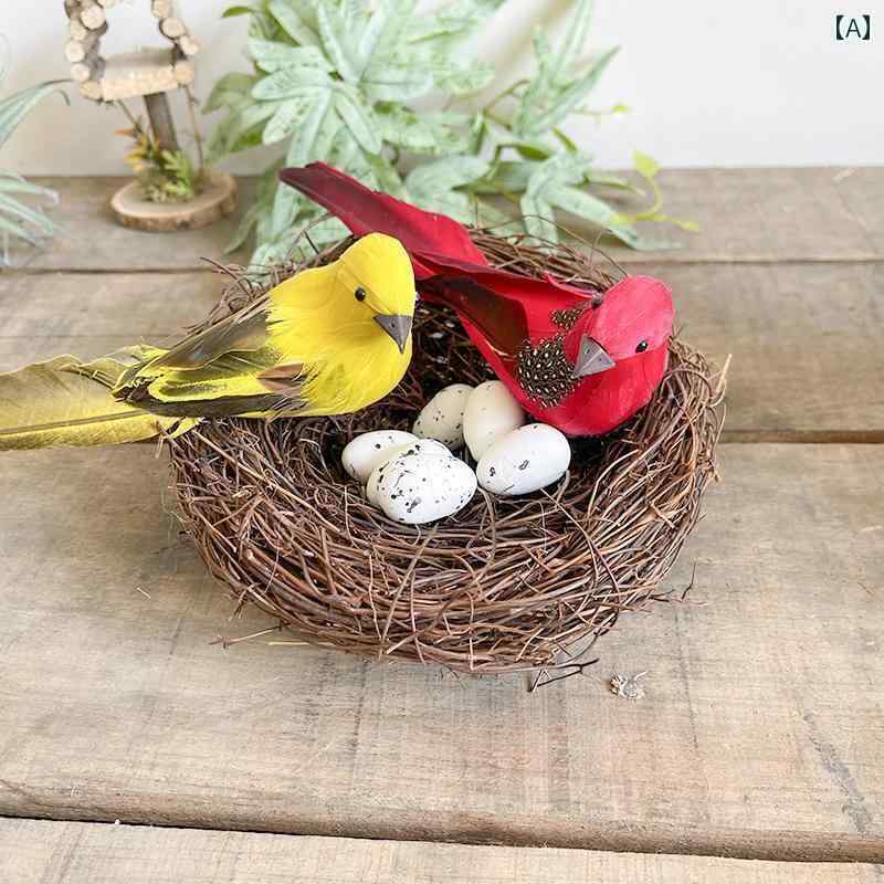 お庭 かわいい 飾り ガーデニング 鳥 シミュレーション バルコニー 装飾 庭 中庭 鳥の 巣 小さい 装飾品 スズメ フェイクの 牧歌