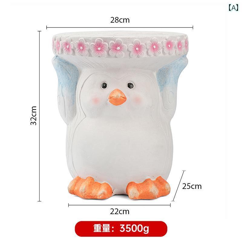 かわいい 飾り ガーデニング DIY の 動物の 形の 創造的な 装飾品 低い スツール 庭の バルコニー 屋外の 中庭の 装飾 植木鉢 フラワースタンド ベース(3)