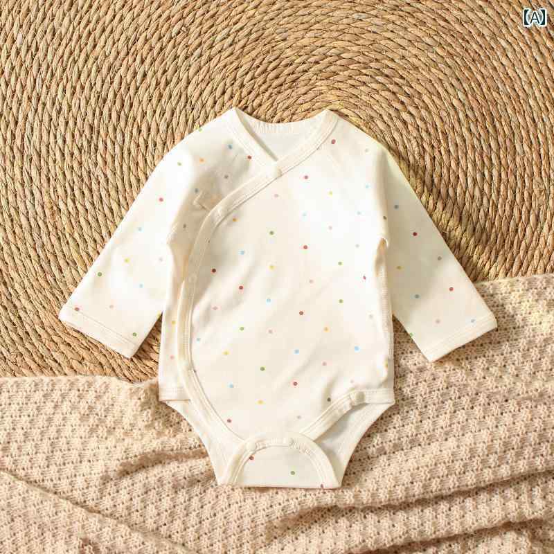 快適 ベビー服 半袖 幼児と 幼児の 服 綿 新生児の 三角形の ハイハイ カラフルな ドットの オナラ ロ..