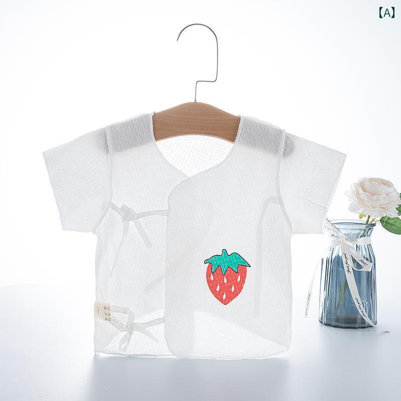 快適 ベビー服 半袖 新生児の 半袖 服 夏 薄手 メッシュ ベビー トップス 新生児 モンク コットン