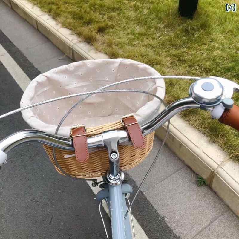 自転車 前かご バッグ 自転車 バスケット フロント マウンテンバイク バランス バイク レトロ 編み 収納 ハンドル バー ポケット