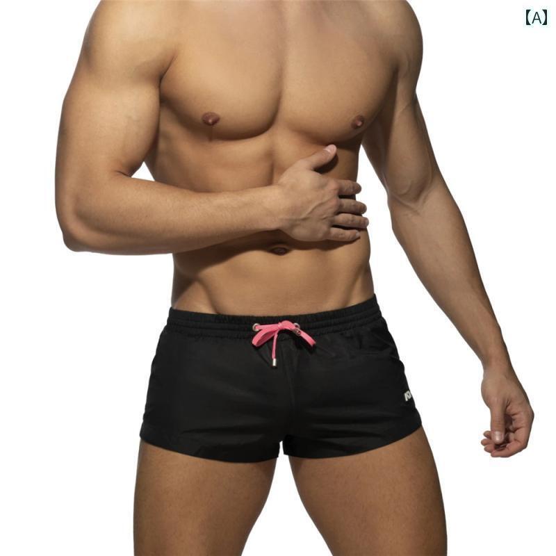 水着 スパッツ メンズ メンズ クラシック 無地 七分丈 速乾 水泳 パンツ ローウエスト セクシー ビーチ ファッション スポーツ ショーツ ドローストリング 付き 10 色