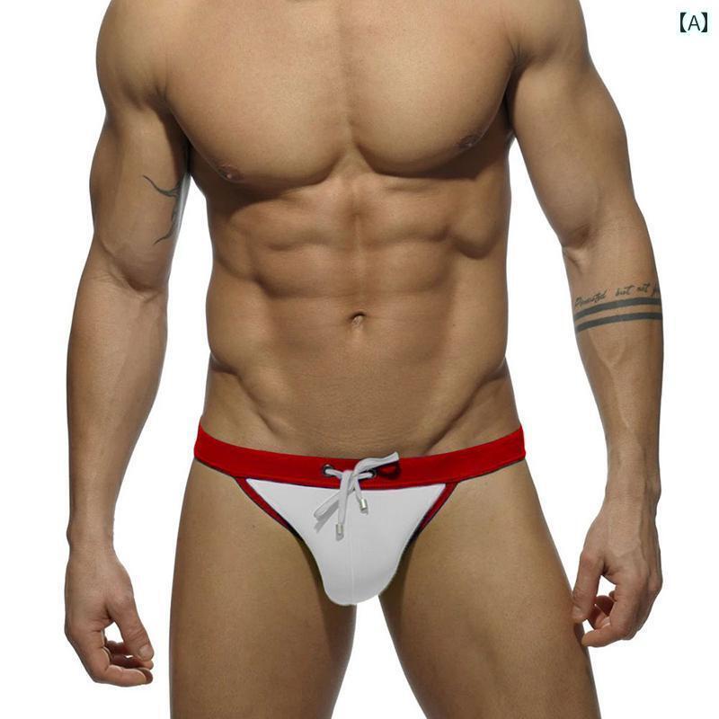 水着 スパッツ メンズ 大人用 水泳 パンツ ハイスリット ローウエスト 魅惑的 タイトな メンズ プロ スポーツ レーシング 水着 海辺の 温泉 ポリエステル