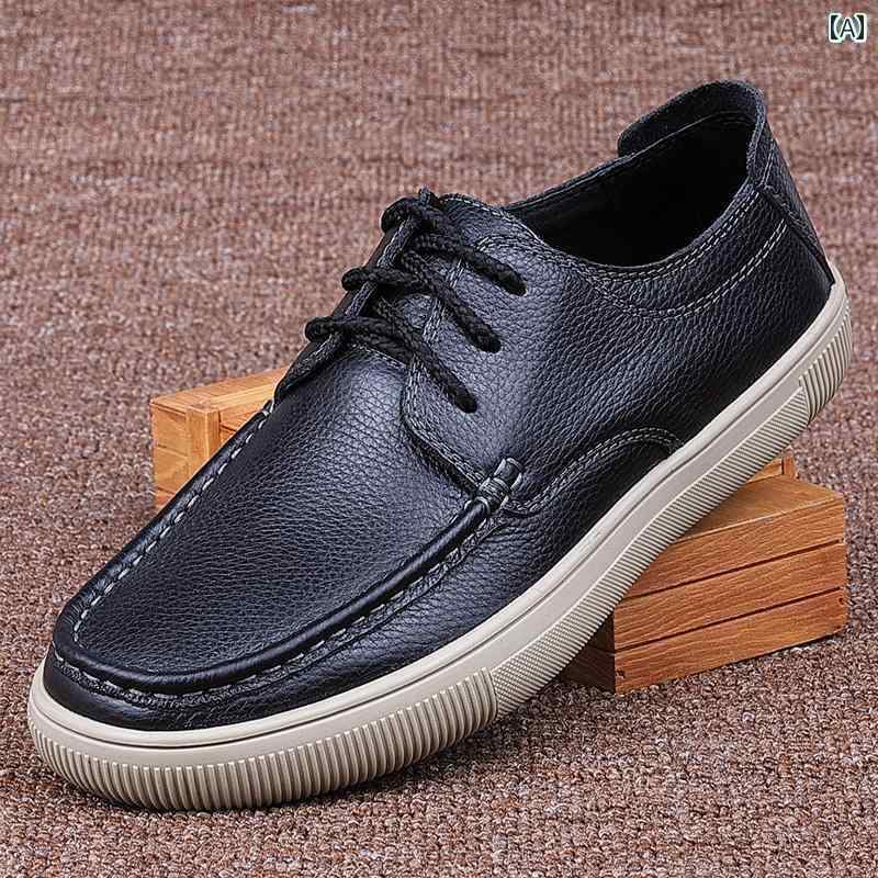 デッキシューズ メンズ シンプル カジュアル メンズシューズ 革と アメリカ スポーツ シューズ第一層 牛革 シューズ メンズカジュアル レザーシューズ メンズ