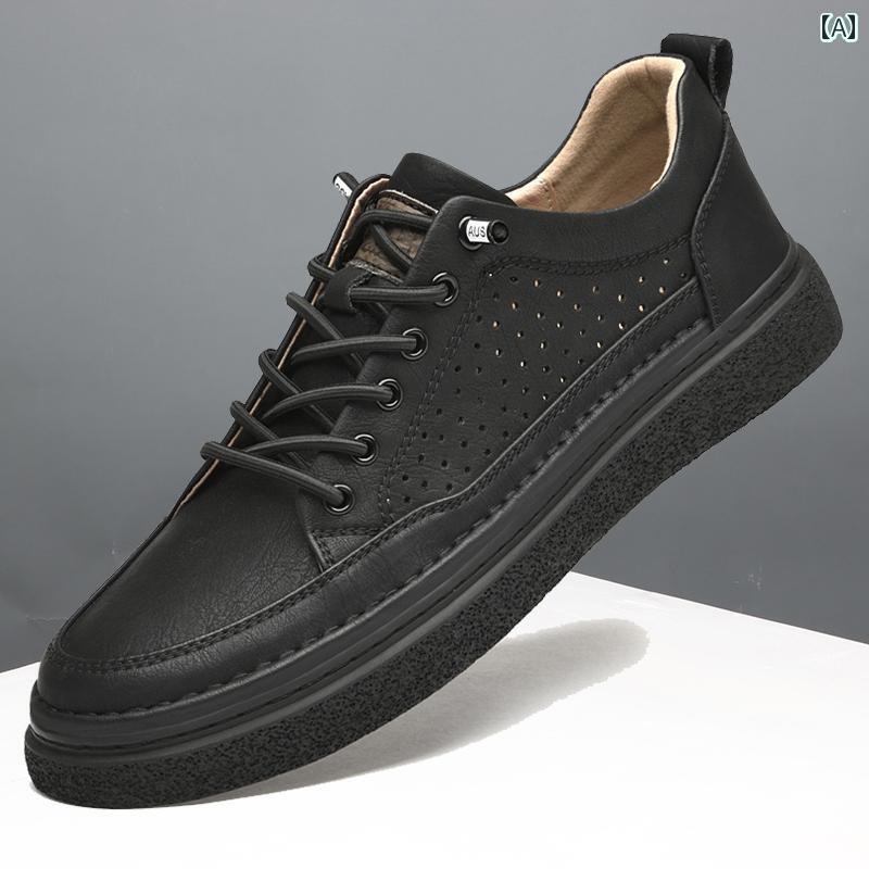 デッキシューズ メンズ シンプル 黒 メンズシューズ 夏 通気性 レジャー スポーツ 牛革 革 スリッポン スニーカー メンズ 大きいサイズ