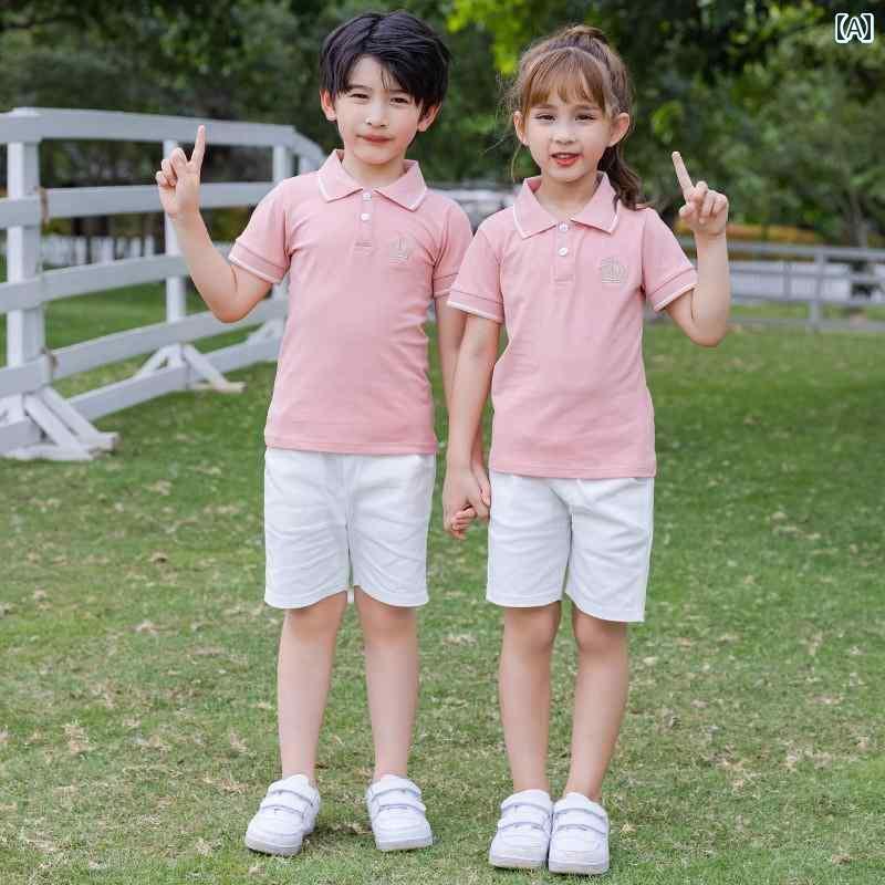 子供用 ゴルフウェア キッズ 夏用 ゴルフウェア セット 親子 服 子供用 半袖 ゴルフ ユニフォーム 男女兼用 ウエスト ゴム ショート パンツ スポーツ 2...