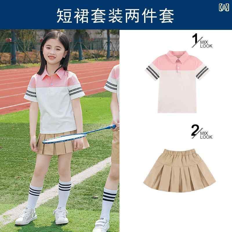 子供用 ゴルフウェア キッズ 夏用 子供 ゴルフウェア スポーツ スーツ 子供服 男の子 半袖 女の子 ショート スカート 2点 セット