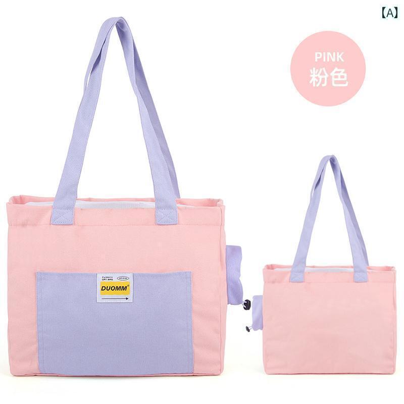 お出かけ 猫用 キャリーバッグ カート 猫用 バッグ ポータブル 斜め 掛け 通気性 キャンバス ハンドバ..