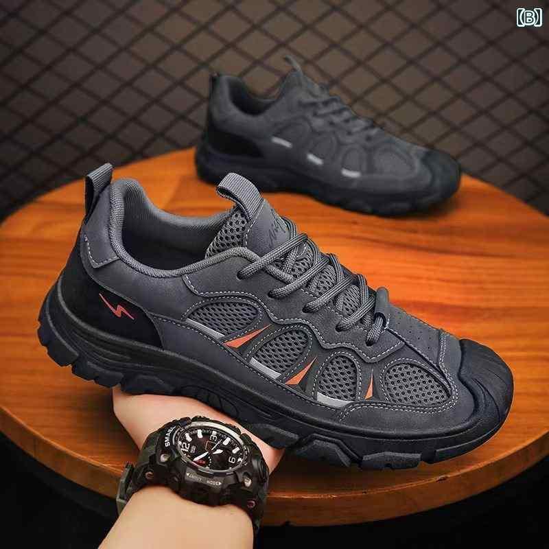 ウォーキング シューズ メンズ 労働 保護 メンズシューズ 夏 メッシュ 建設 現場 作業 靴 滑り止め 耐摩耗 メンズ レジャー スポーツ 登山