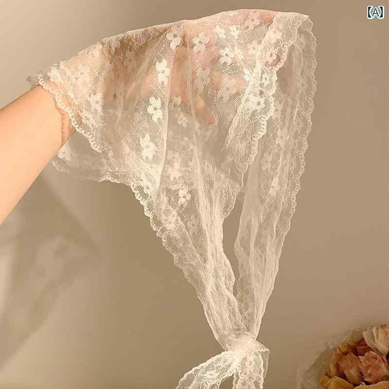 バンダナ おしゃれ ターバン ナザの 同じ レースの スカーフ フランスの レトロ 花柄の 三角形の レデ..