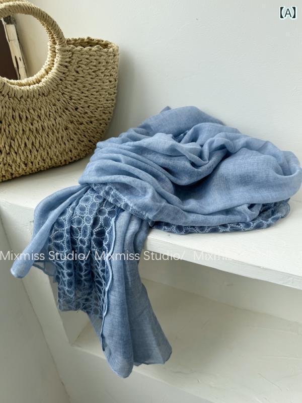 バンダナ おしゃれ ターバン MIXMISS Wilful Sea Breeze Blue レース スプライシング サンシェード シ..