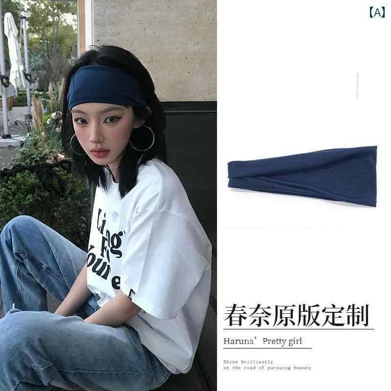 バンダナ おしゃれ ターバン アメリカン ソリッドカラー スポーツ ワイド ヘッド バンド 女性用 2025 ..