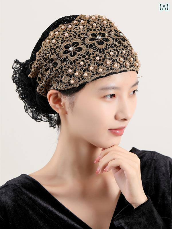 バンダナ おしゃれ ターバン 白い 髪を カバー する ヘア アクセサリー 軽くて 通気性の ある 夏の エ..