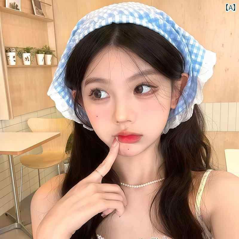 バンダナ おしゃれ ヘアアクセサリー フランスの 田園 風 レースの スカーフ 三角形の 旅行用 髪を 結ぶ ヘッド バンド レディース ドレス 白