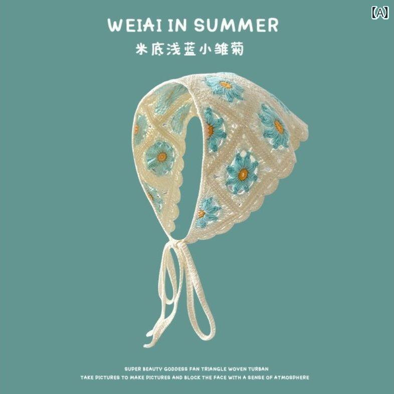 バンダナ おしゃれ ヘアアクセサリー 旅行用の ニット ドーパミン トライアングル スカーフ レディース..