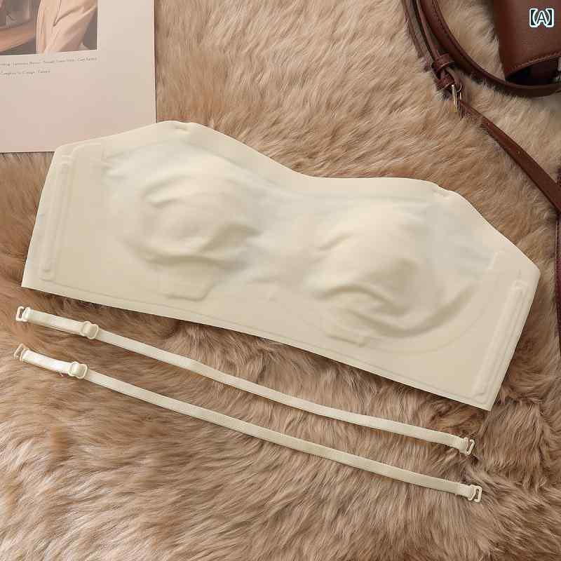 ブラ トップ チューブ toppu 女性用 ストラップレス 下着 薄手 夏用 チューブ トップ 大きい 胸を 小さく 見せる 滑り止め 露出 防止 目に 見えない シームレス ブラ
