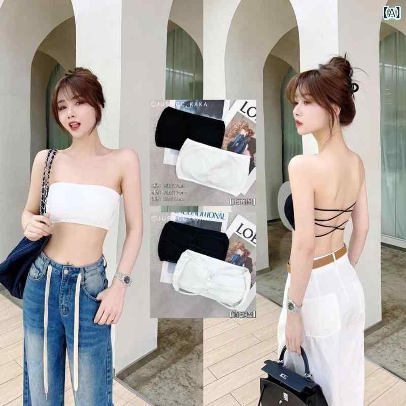 チューブ トップ ブラ カカ 婦人服 韓国 バックレス チューブ トップ ワンピース カップ ベスト ストラップレス ラップ 胸 美しい 背中 ブラジャー インナーウェア