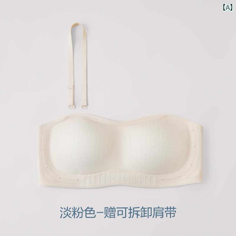 チューブ トップ フィット感 女性用 あずき チューブ トップ ギャザー入り スチール リングなし 目立たない 滑り止め 美しい 背中 ストラップレス 下着 サイド ブレスト 胸を 包む ブラジャー