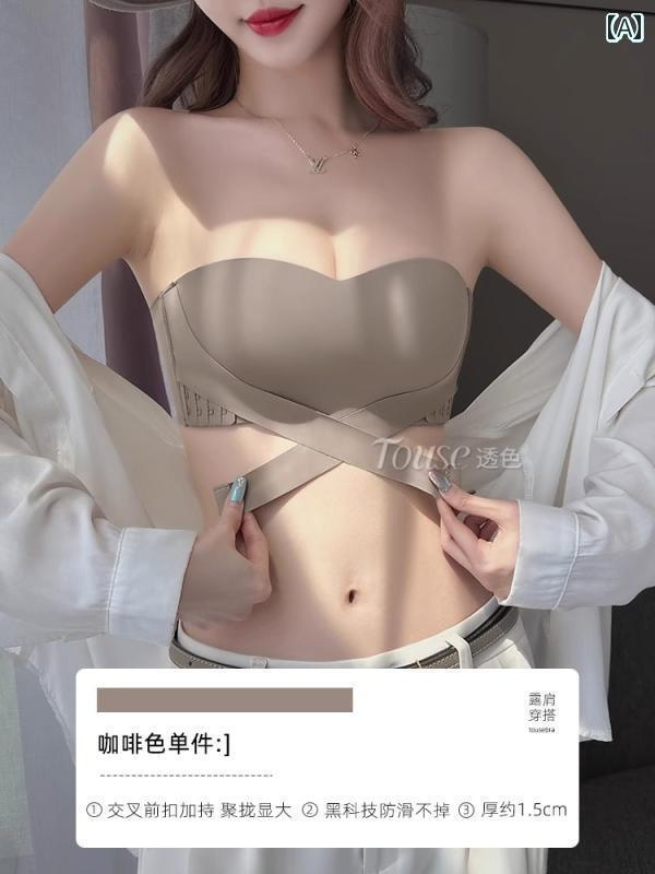 チューブ トップ ブラ 胸が 小さい レディース ビクトリア ストラップレスブラ ギャザー入り 滑り止め 大きい 夏用 スリング ウェディングドレス用 チューブトップブラ