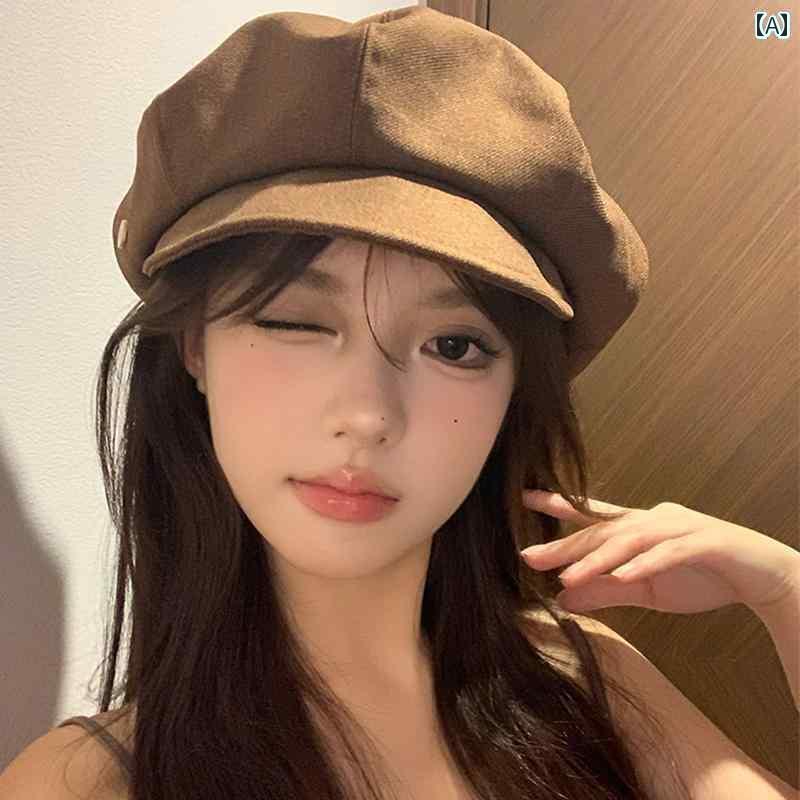 ベレー帽 かわいい キャップ 頭囲が 大きいと 顔が 小さく 見える 夏用の 薄手 コーヒー 色の ベレー ..