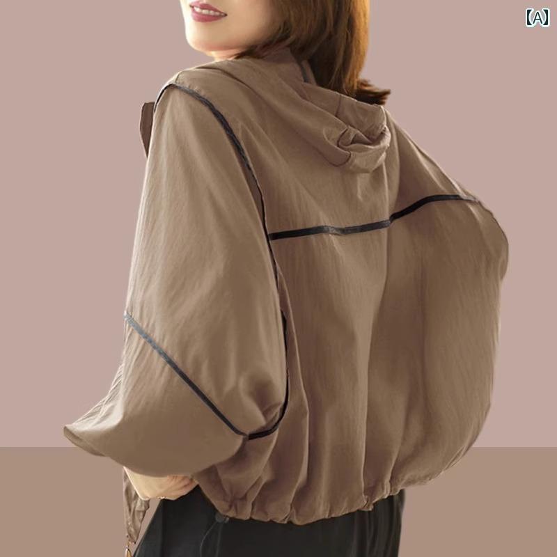 レディースパーカー 薄手 涼しい 薄手 氷の シルクの 日焼け防止 服 女性用 夏 2025 女の子 通気性の ある の ジャケット 大きいサイズ スタイリッシュな