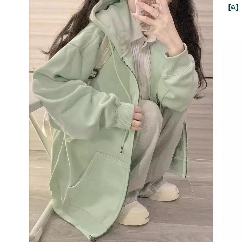 レディースパーカー 薄手 涼しい レディース向け 無地 フード付き スウェットシャツ 春秋向け オーバー..