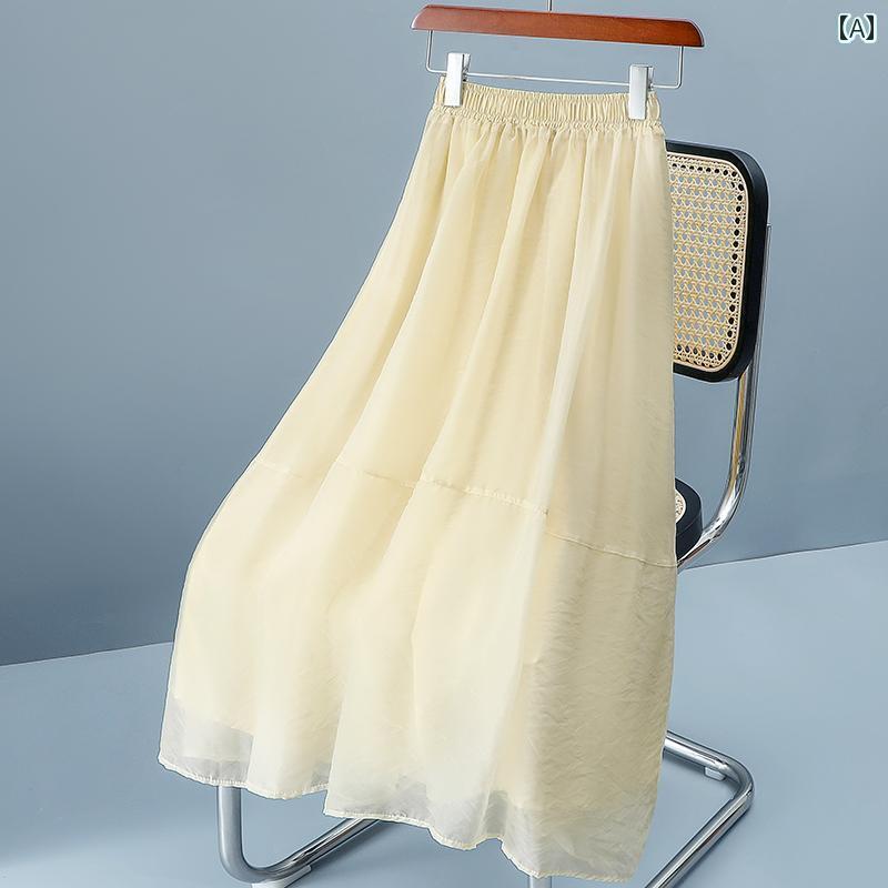 チュールスカート 快適 ポケット チュール スカート レディース 夏 2024 aライン ハイウエスト メッシ..