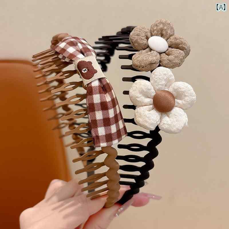 ヘッド アクセサリー バンド 子供用 ヘア バンド 花柄 ヘッド 秋冬 ミルク コーヒー カラー ベルト 付..