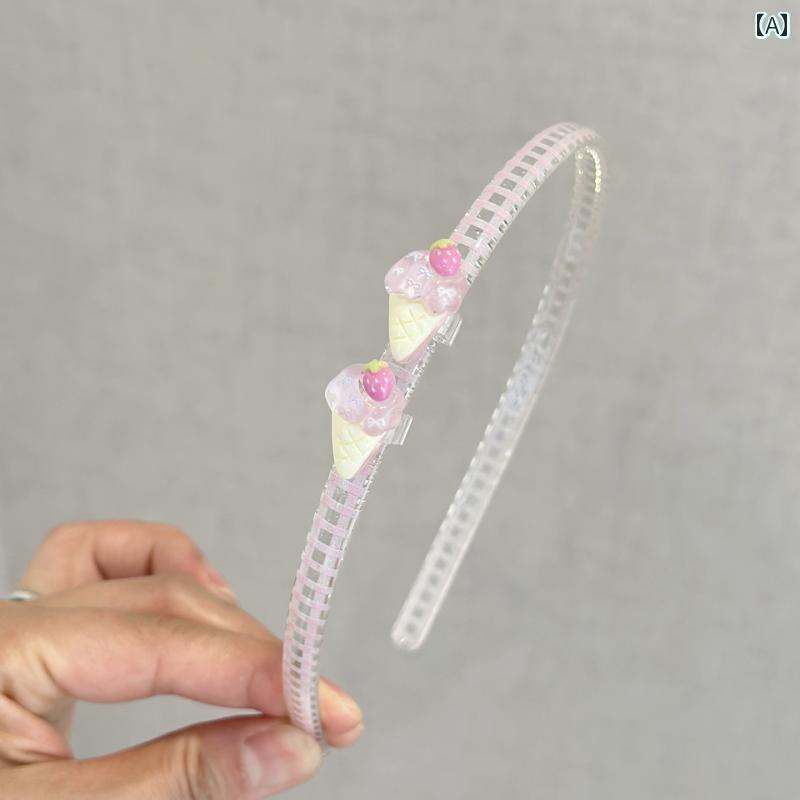 ヘッド アクセサリー バンド 夏の アイスクリームの 歯 付き 子供用 ヘッド バンド かわいい 女の子用 ..