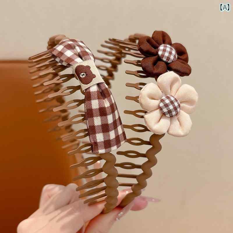 ヘア アクセサリー キッズ 子供用 コーヒー 色の かわいい 花の ヘッド バンド 崩れた 髪の 束の ドレ..