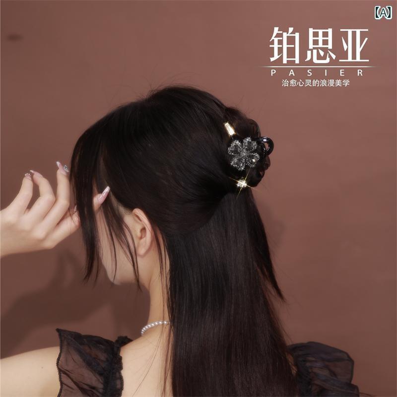 キュート ヘアアクセアリー ピン プラチナ アジアの クリップ レディース フレンチ 四つ 葉の クローバ..