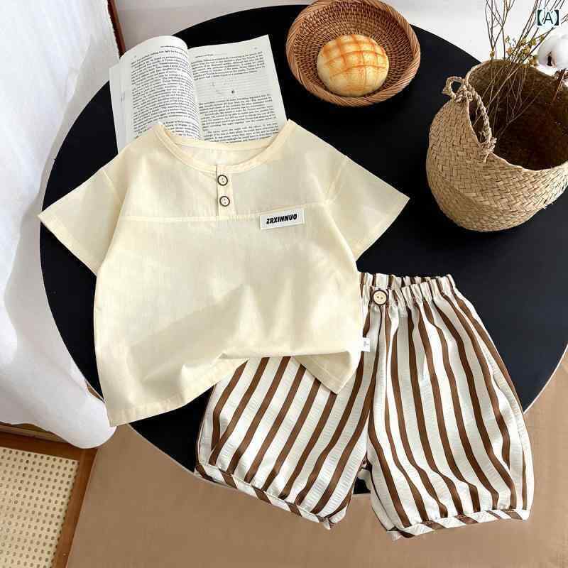 ベビー服 半袖 快適 ベビー 服 夏 韓国 ファッション 半袖 Tシャツ スーツ 13歳の 男の子 ストリート 夏服
