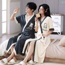 ガウン 快適 着心地 女性用 ナイトガウン 2025年 コットン カップル パジャマ 夏用 綿 ロング バスローブ スタイル メンズ バス タオル モーニング ...