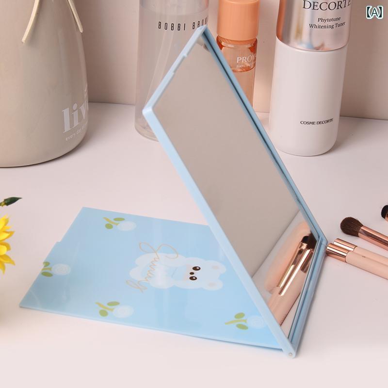 化粧鏡 かわいい 使いやすい Huamanduo高 解像度 折りたたみ ミラー ポータブル 小型 化粧 鏡 フリップ トップ 学生 デスク 寮