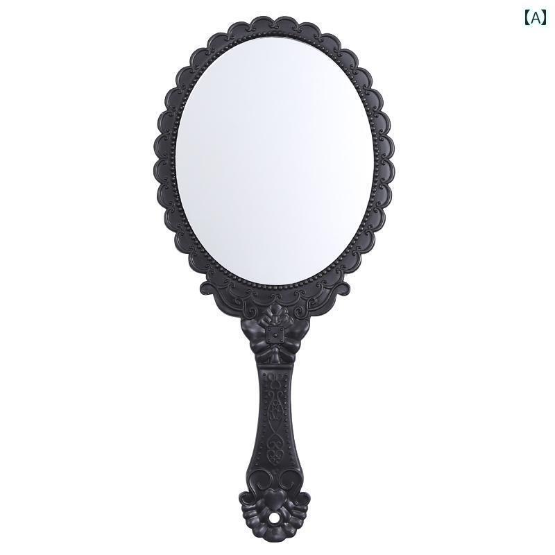 化粧鏡 かわいい 使いやすい ミラー メイクアップミラー 手持ち 式 美容院 専用 ポータブル 家庭用 ハンドル ドレッシング 丸型 バス ルーム 小型