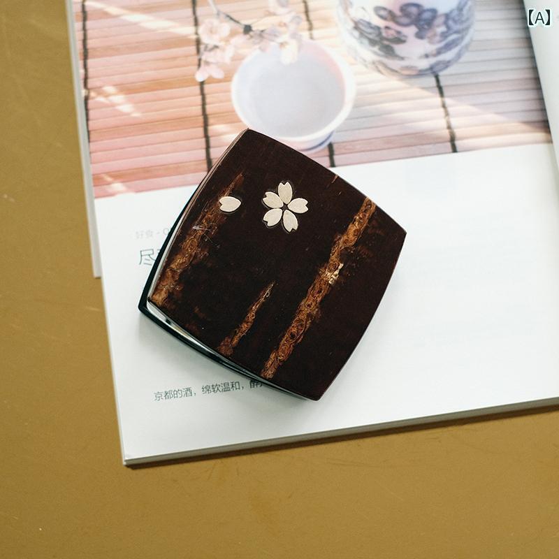 化粧鏡 かわいい 使いやすい 樺 材の 小さい 鏡 女性用 携帯用 化粧 デスク トップ 折りたたみ 式 手持ち ポケット 男性用