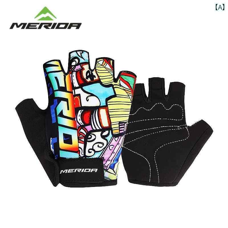サイクリング スポーツ 手袋 メリダ 夏 自転車 手袋 ハーフフィンガー メンズ レディース マウンテンバ..